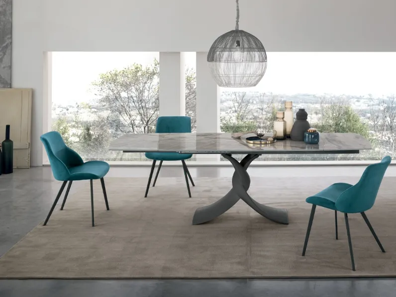 Tavolo allungabile e girevole Twist in gres porcellanato di Target Point