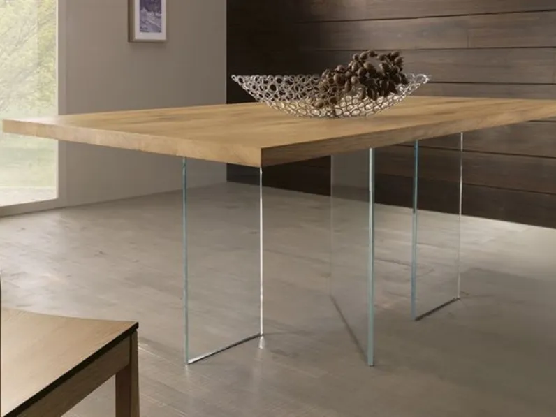 Tavolo in legno con base in vetro Vertigine 4300 di Conarte