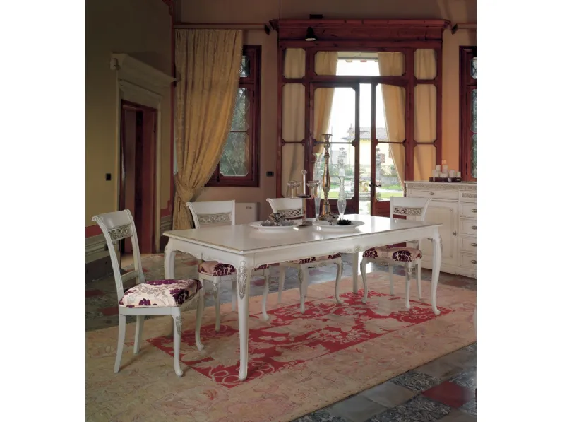 Tavolo rettangolare allungabile in laccato bianco Villa Fascinato di Euromobili