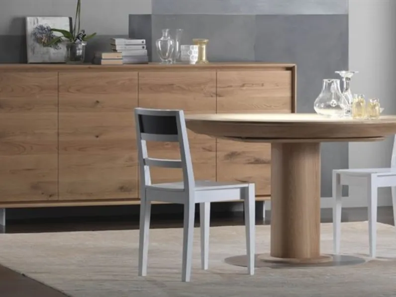 Tavolo rotondo allungabile in legno di Rovere massello 4298F di Conarte