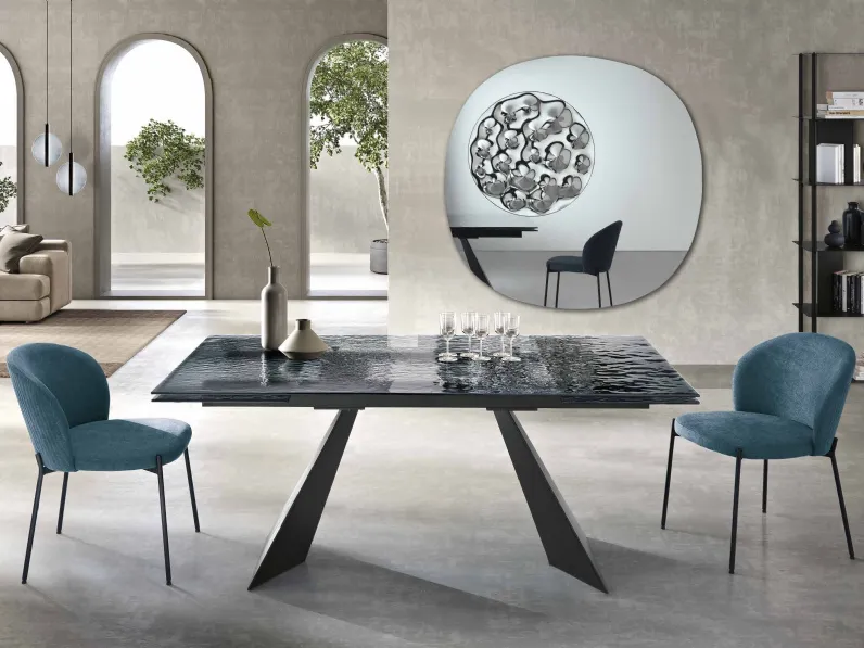 Tavolo Waters in vetro martellato di Capodarte