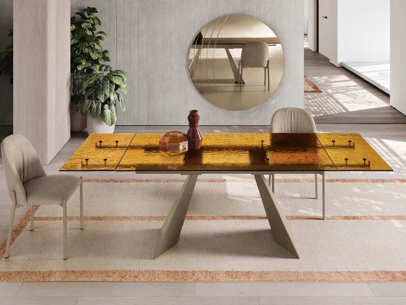 Tavolo Waters in vetro martellato di Capodarte