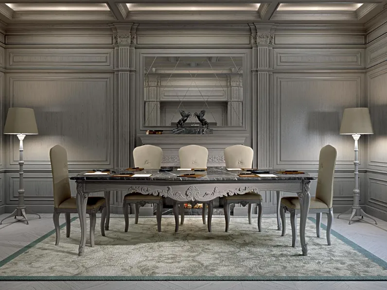 Tavolo classico con top in marmo e struttura in legno Werner di Busatto