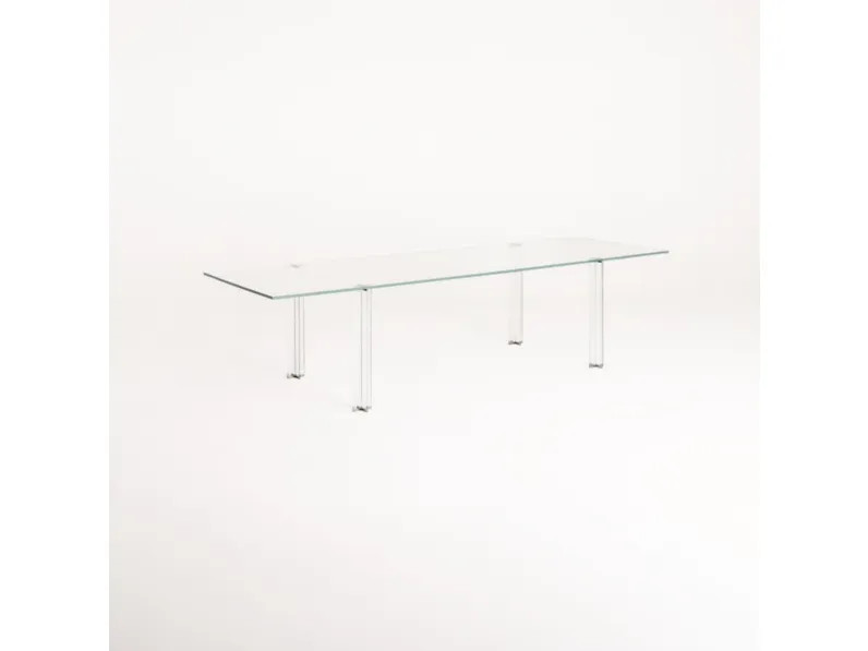 Tavolo rettangolare X-T in cristallo trasparente extralight di Glas Italia