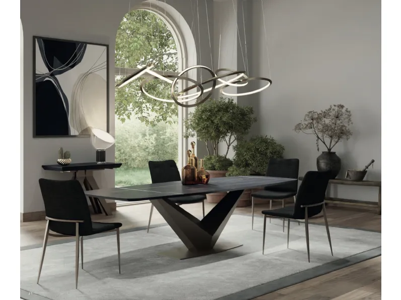 Tavolo allungabile Flight con piano in HPL sahara noir di Zamagna