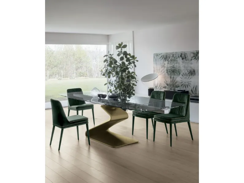 Tavolo Zed con piano in vetro di Target Point