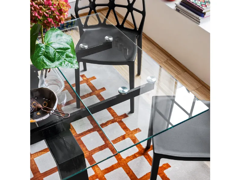 Tavolo allungabile con top in vetro Zeffiro di Connubia