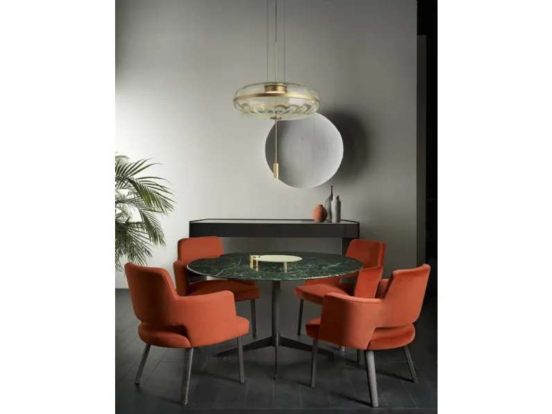 Tavolo rotondo con paino in marmo e base in alluminio Zen Black di Gallotti&Radice