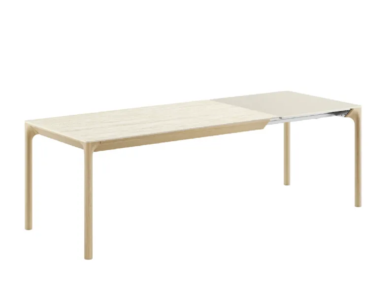 Tavolo allungabile Zeno Caranto con piano in ceramica e base in legno di Veneta Cucine
