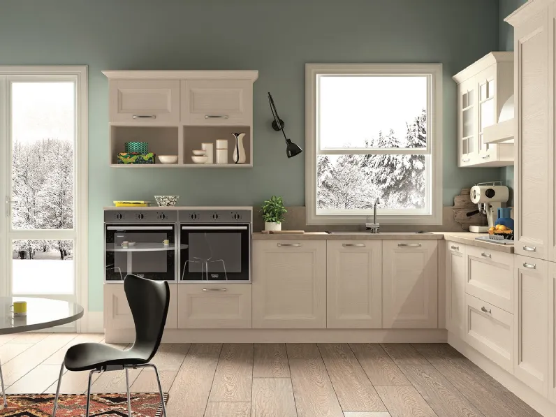 Cucina Classica angolare Alba in Frassino finitura Avorio di Essebi