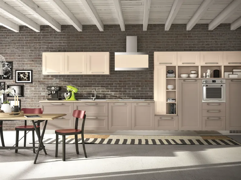 Cucina Classica lineare Alba 06 in legno laccato di Essebi