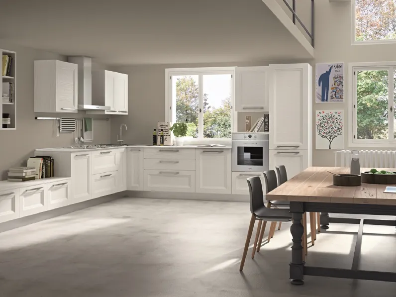 Cucina Classica angolare Alba in Frassino finitura Bianco di Essebi