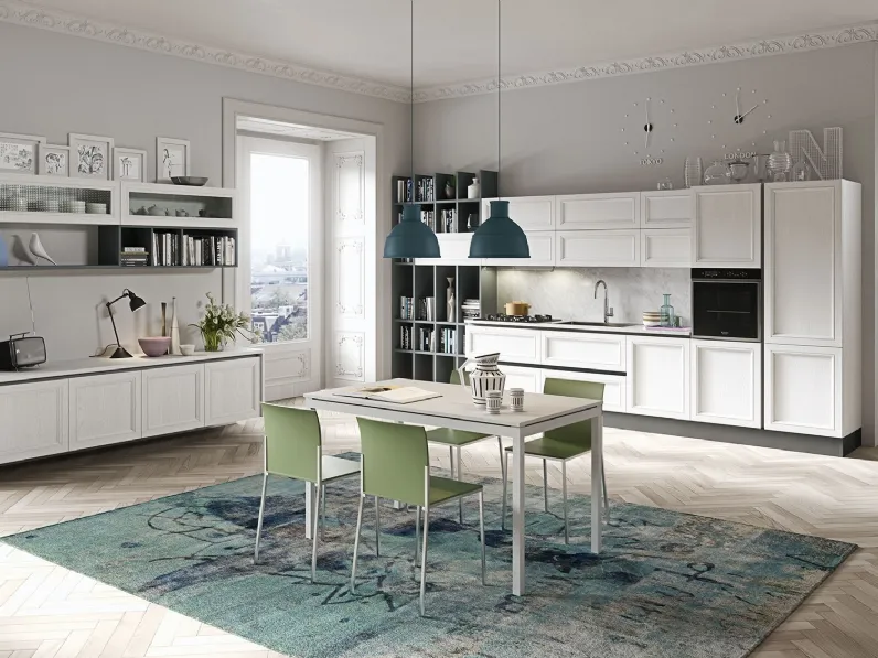 Cucina Classica lineare Magistra in Frassino laccato Bianco di Aran