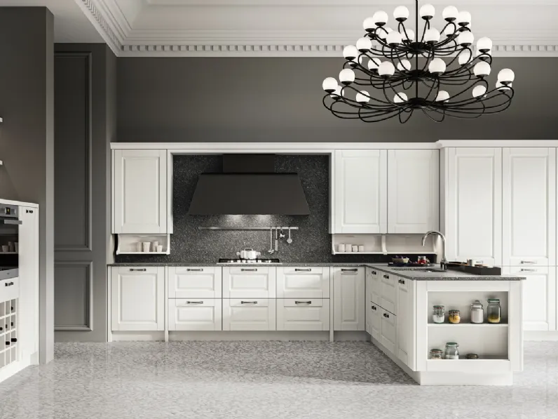 Cucina Classica in laccato a poro aperto con penisola Asolo di Arredo3