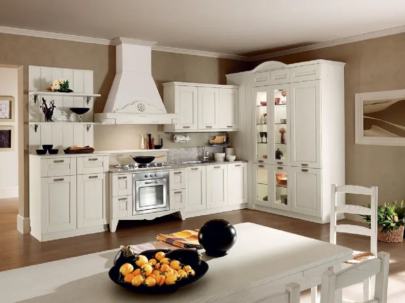 Cucina Classica angolare Aurora Classico 05 in Frassino Bianco di Astra