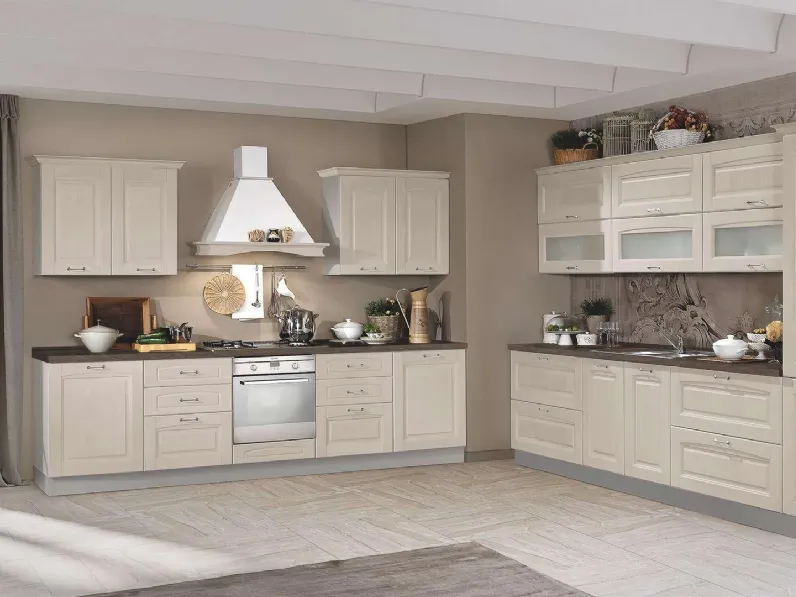 Cucina Classica ad angolo Bea in legno laccato Tortora di Net Cucine