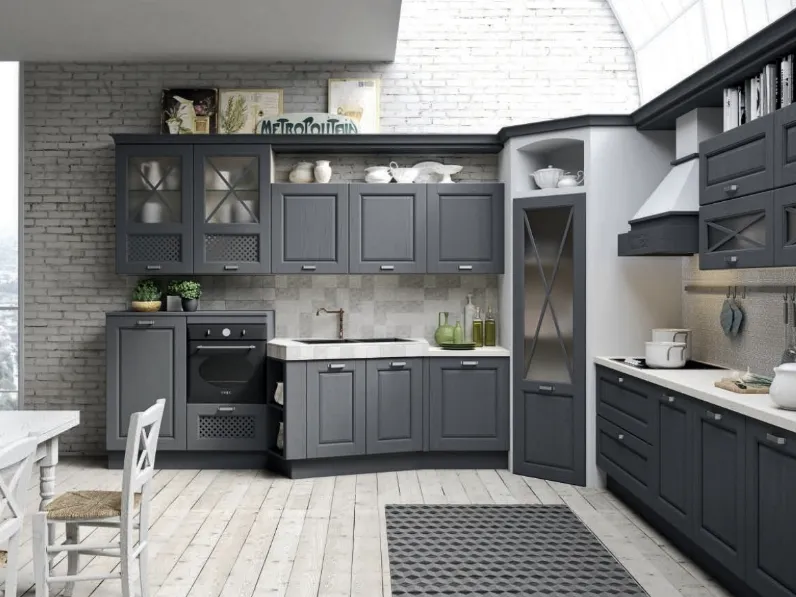 Cucina Classica angolare Bellagio in Frassino Antracite di Aran