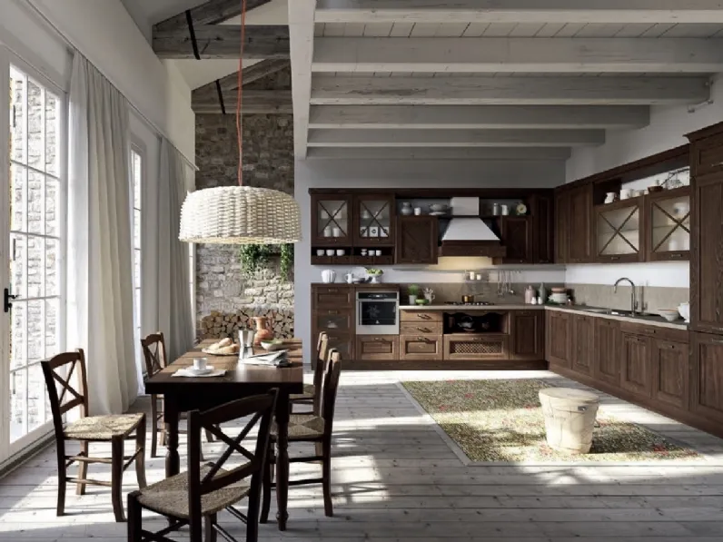 Cucina Classica Bellagio angolare in Frassino tinto Noce di Aran