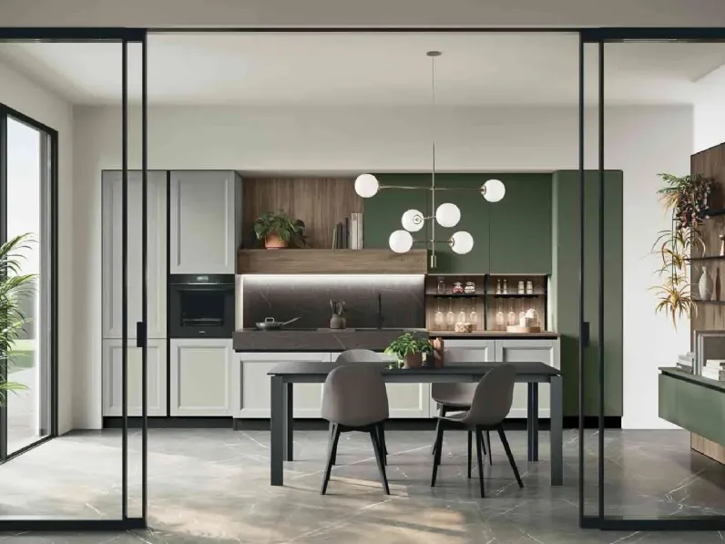 Cucina Classica lineare in frassino laccato Beverly 03 di Stosa