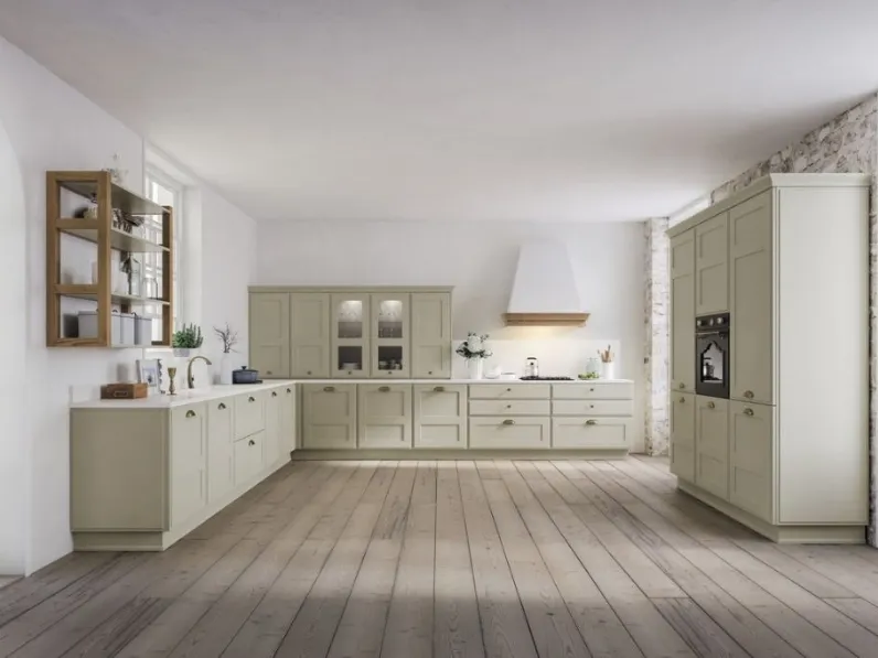 Cucina Classica Canova comp 05 in laccato Sabbia di Lyons Cucine