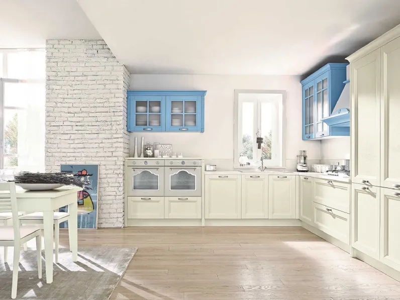 Cucina Classica angolare Country Decapè 01 finitura Magnolia e Azzurro di GM Cucine