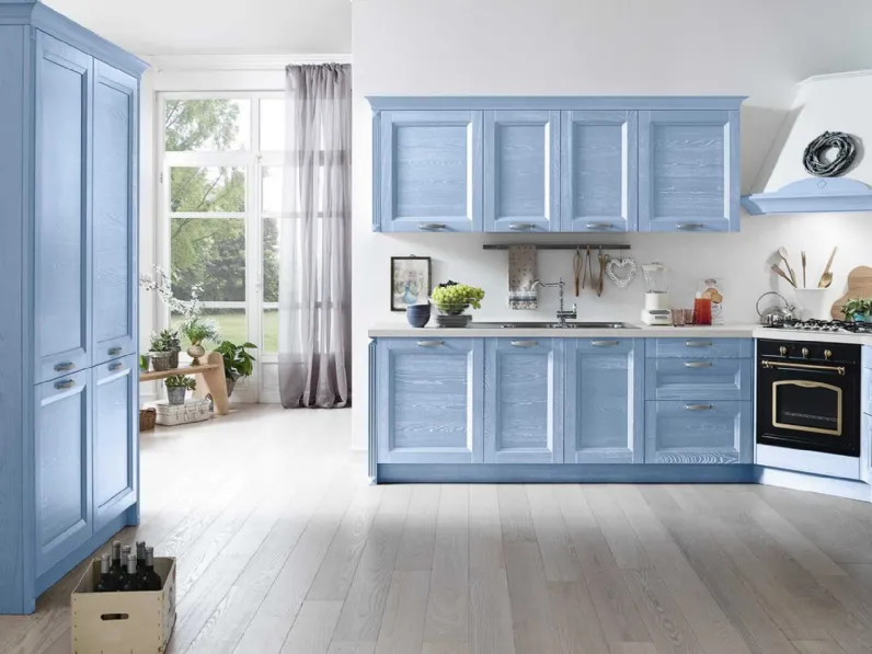 Cucina Classica angolare Country Decapè 03 finitura Azzurro Bianco di GM Cucine