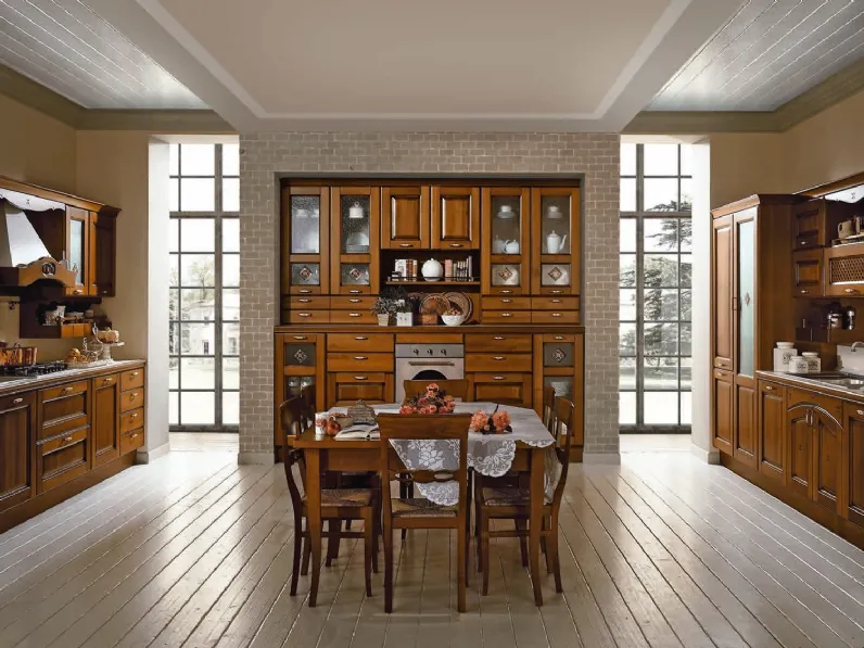 Cucina Classica ad angolo Etrusca in legno di Aran