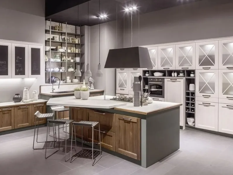 Cucina Classica in legno con isola Eva di Arrex