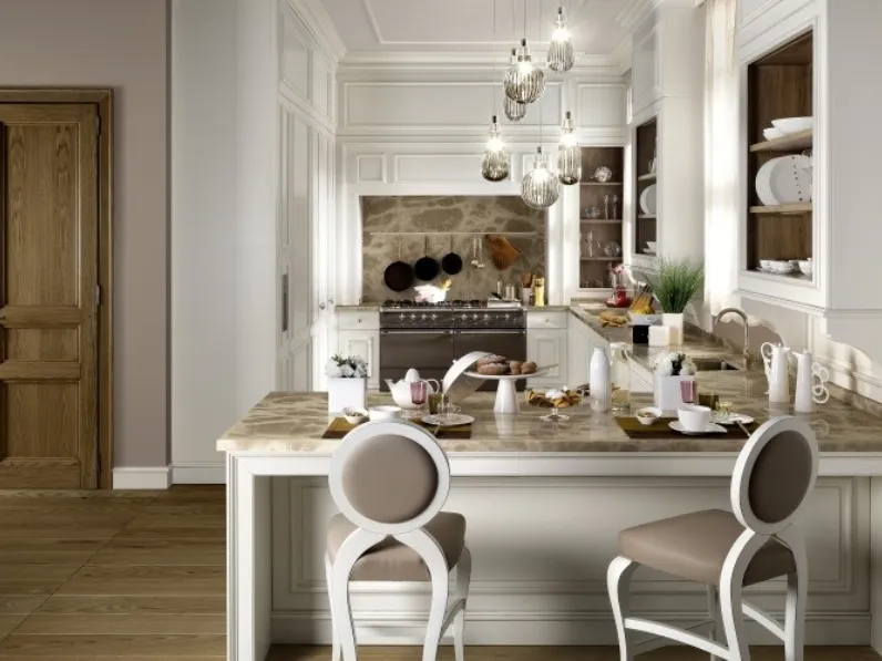 Cucina Classica con penisola Floral 3 de L'Ottocento