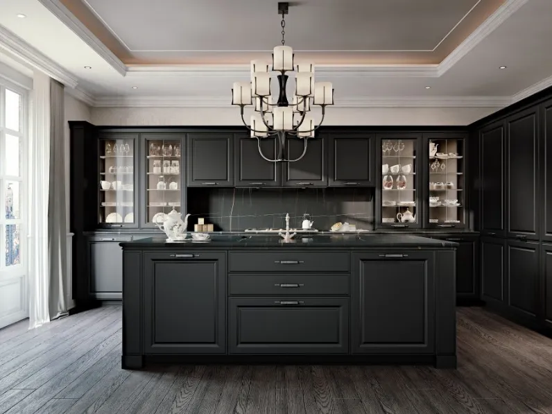 Cucina Classica con isola in laccato opaco Gonzaga 01 di Scic