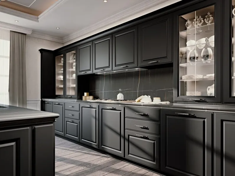 Cucina Classica con isola in laccato opaco e top in marmo Gonzaga 01 di Scic