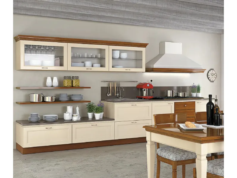 Cucina Classica lineare in legno laccato opaco I Ciliegi composizione 02 Le Fablier