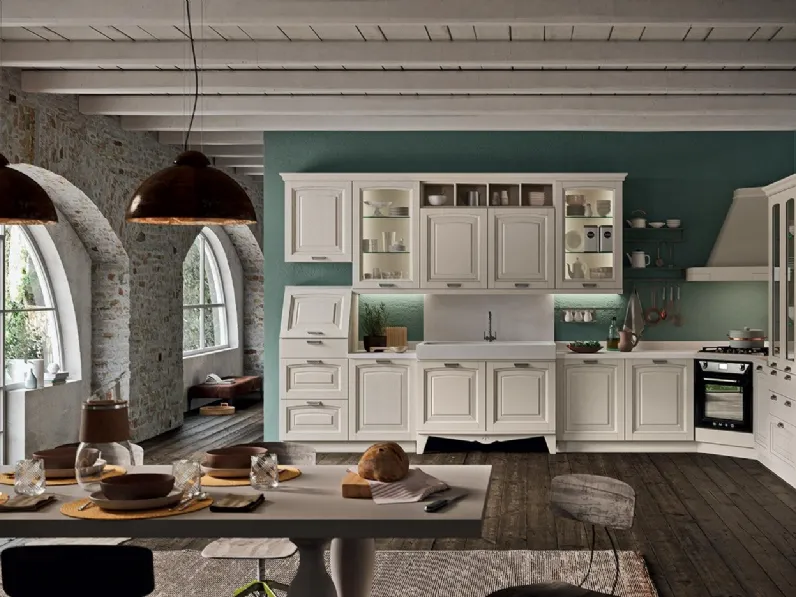 Cucina Classica ad angolo Kreola Classico 06 in legno massello di Astra