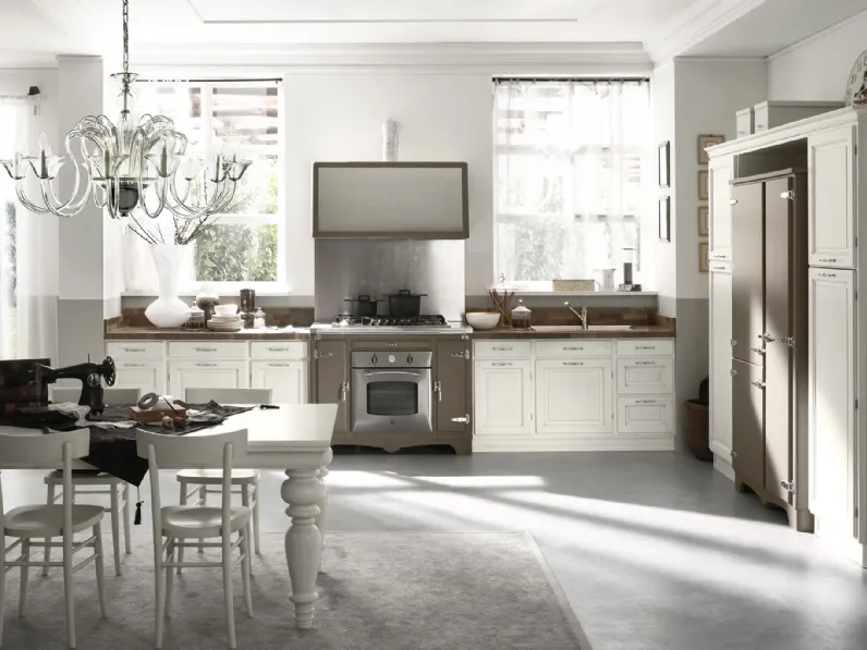Cucina Classica ad angolo La Corte in legno finitura Biancospino di GR Mobili