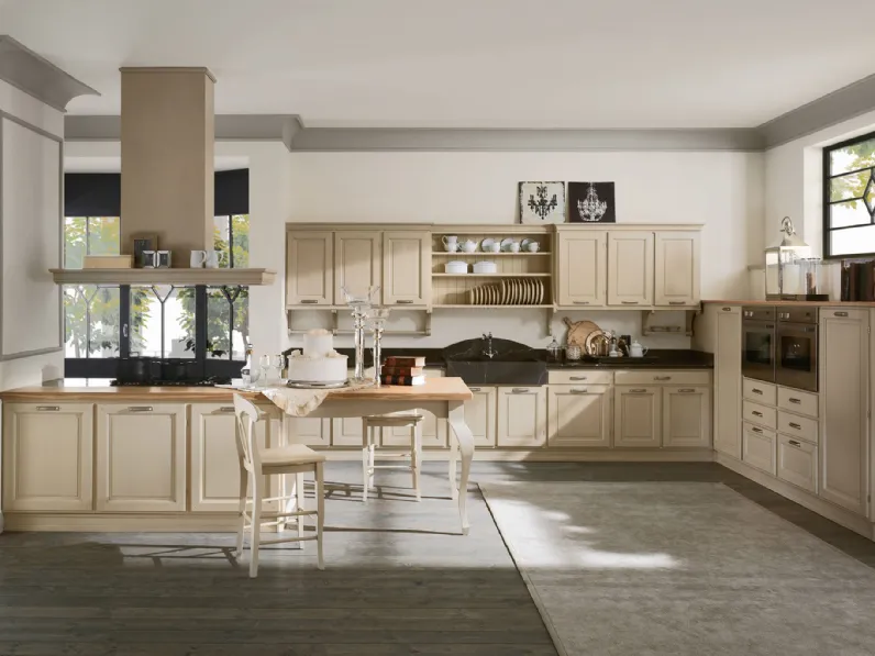 Cucina Classica con penisola La Corte Tortora di GR Mobili