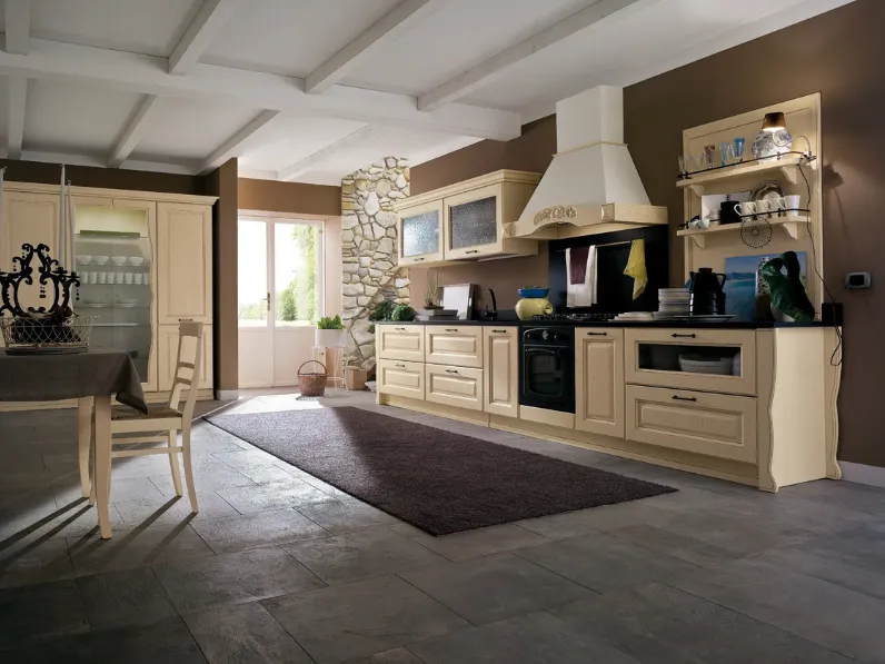 Cucina Classica lineare Laguna 01 in Frassino finitura Crema di Gicinque