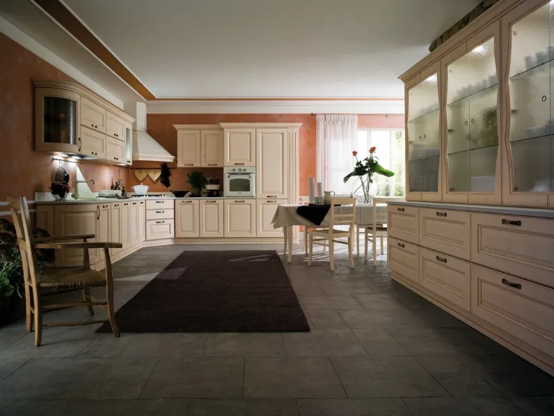 Cucina Classica angolare Laguna 04 in Frassino finitura Salmone di Gicinque