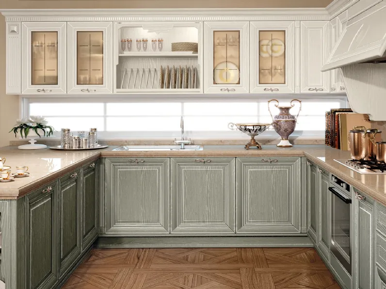 Cucina Classica angolare con penisola Pantheon 12 di Lube