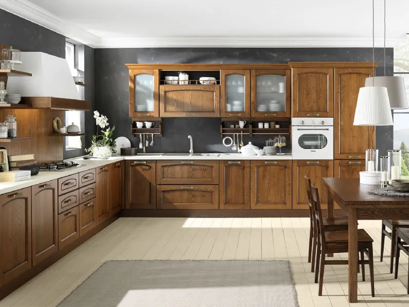 Cucina Classica angolare Memory Noce in legno di Evo Cucine