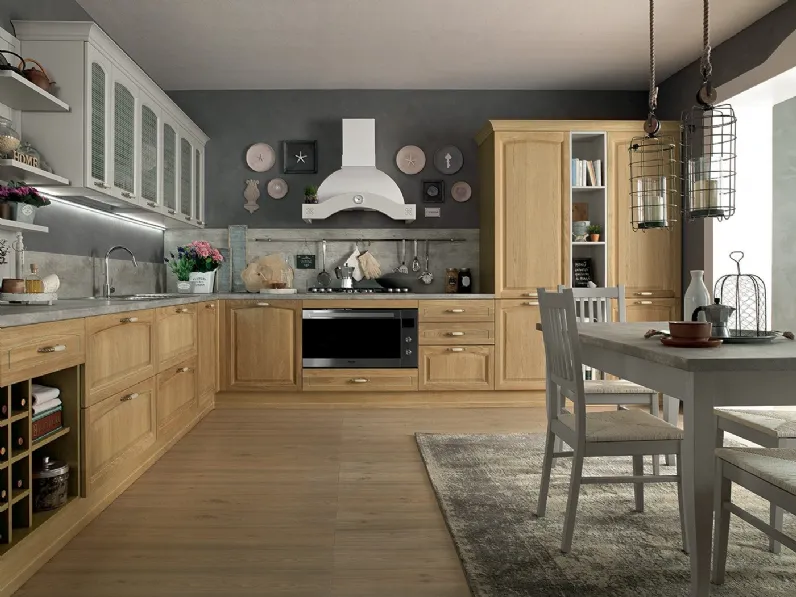 Cucina Classica angolare Mida 07 in legno di Rovere di Colombini Casa Artec