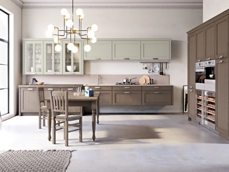 Cucina Classica ad angolo Oficina composizione 04 in legno di Frassino verniciato di Di Iorio