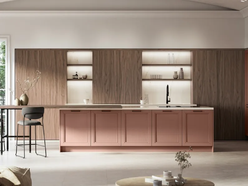Cucina Classica in laccato a poro aperto con isola Opera di Arredo3