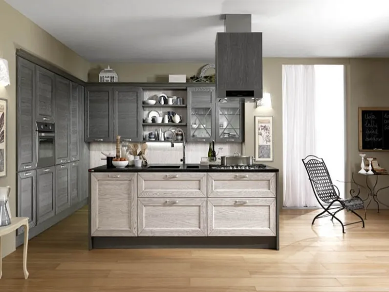 Cucina Classica con isola Palco composizione 02 in legno di Frassino di Di Iorio