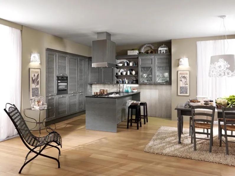 Cucina Classica con penisola Palco composizione 03 in legno di Frassino di Di Iorio