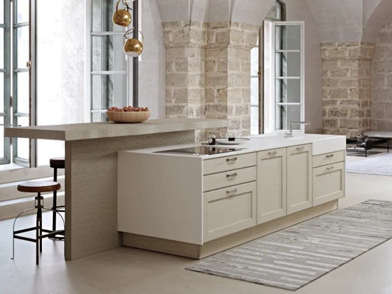 Cucina Classica con isola Palco composizione 01 in legno di Frassino di Di Iorio