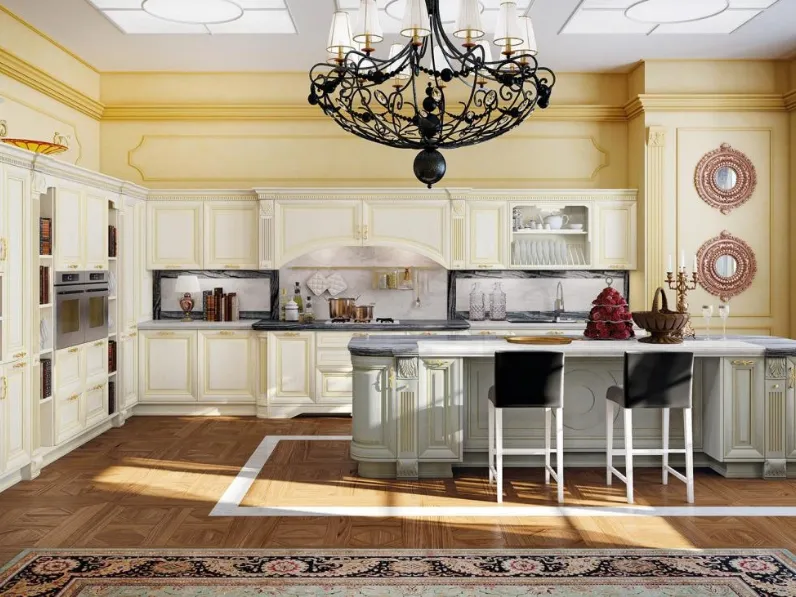 Cucina Classica angolare con isola Pantheon 07 di Lube