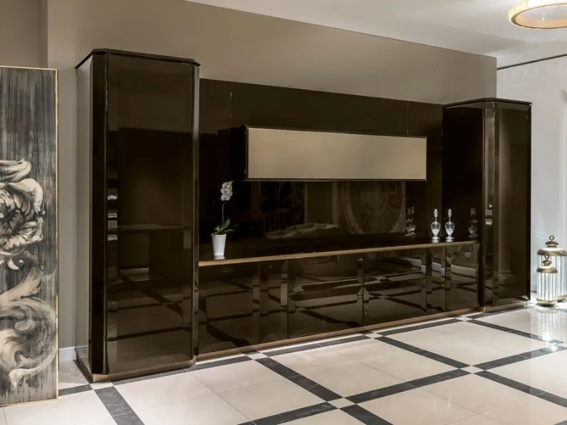 Cucina Classica lineare in laccato lucido e top in vetro Sirmione 01 di Scic