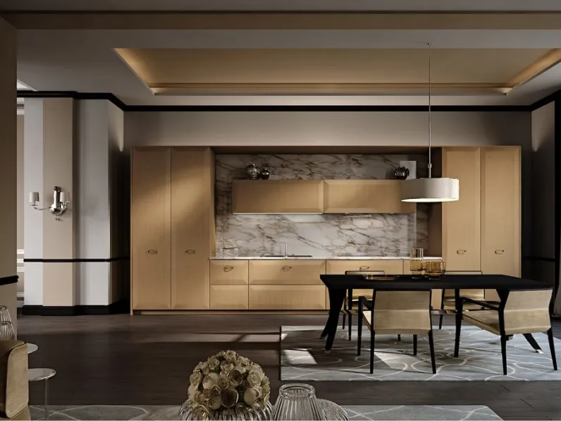 Cucina Classica lineare in laccato metallico bronzo Sirmione 02 di Scic