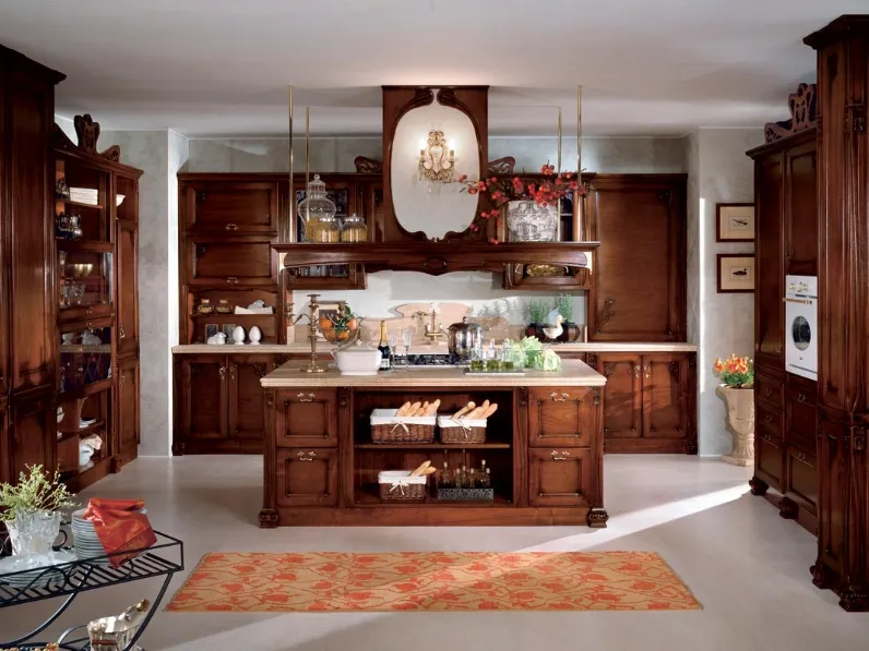 Cucina Classica con isola in legno e marmo Tiffany 02 di Busatto