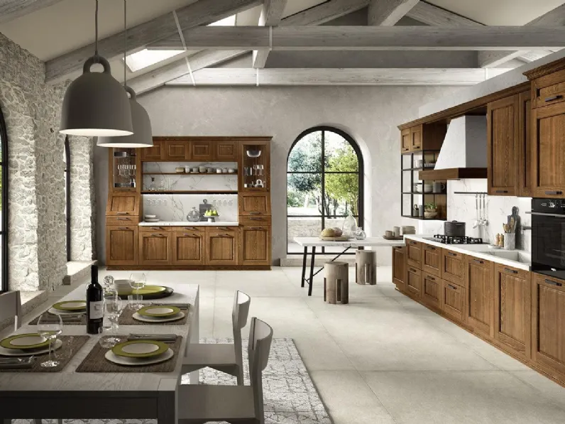 Cucina Classica in legno con penisola La Tosca Classico 04 di Astra